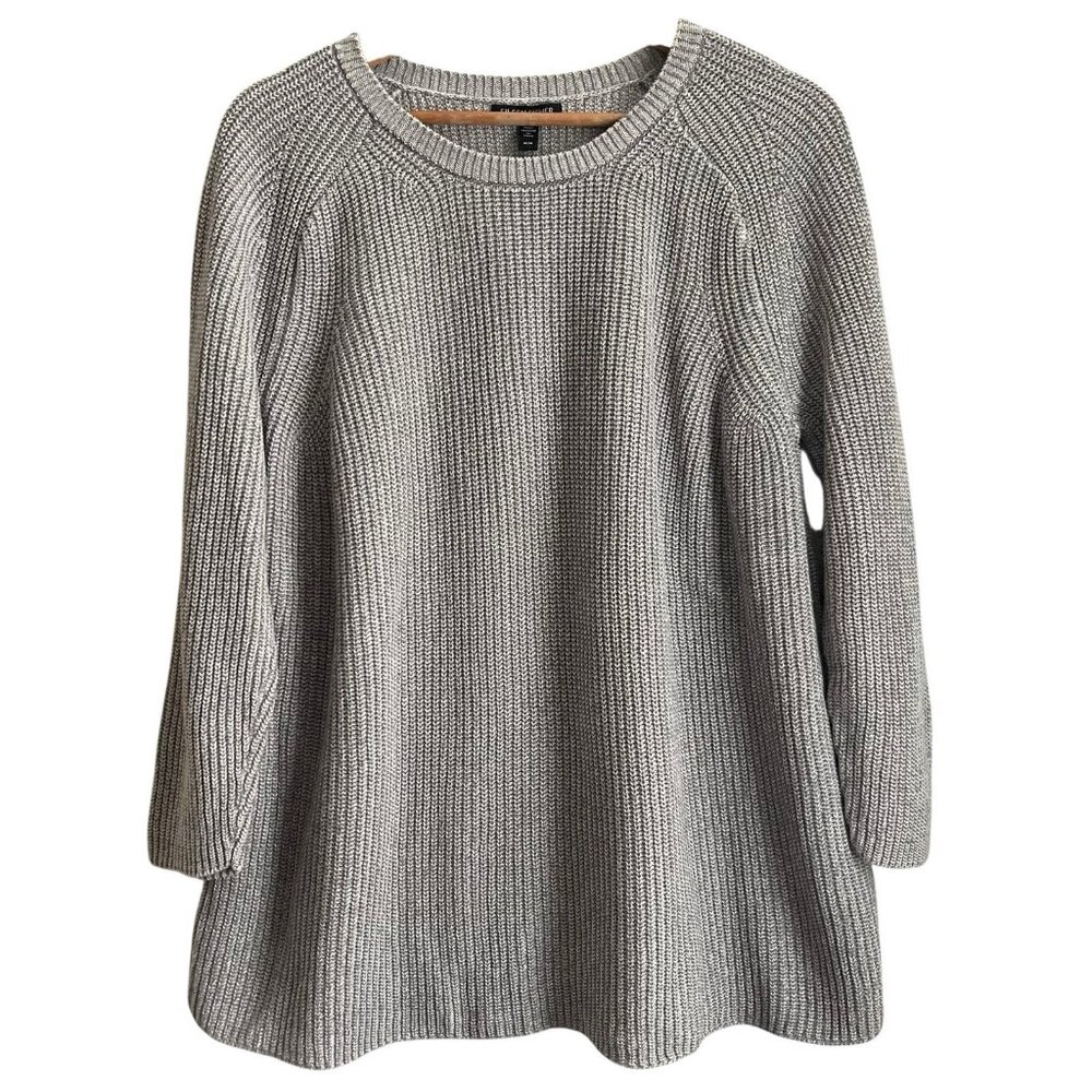 Eileen Fisher Womens Minimalist Organic Cotton Knit Sweater Size M Neutral